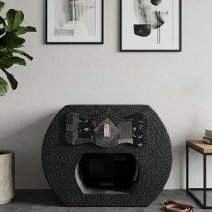 chevet qui peut faire pouf avec une niche et un tiroir