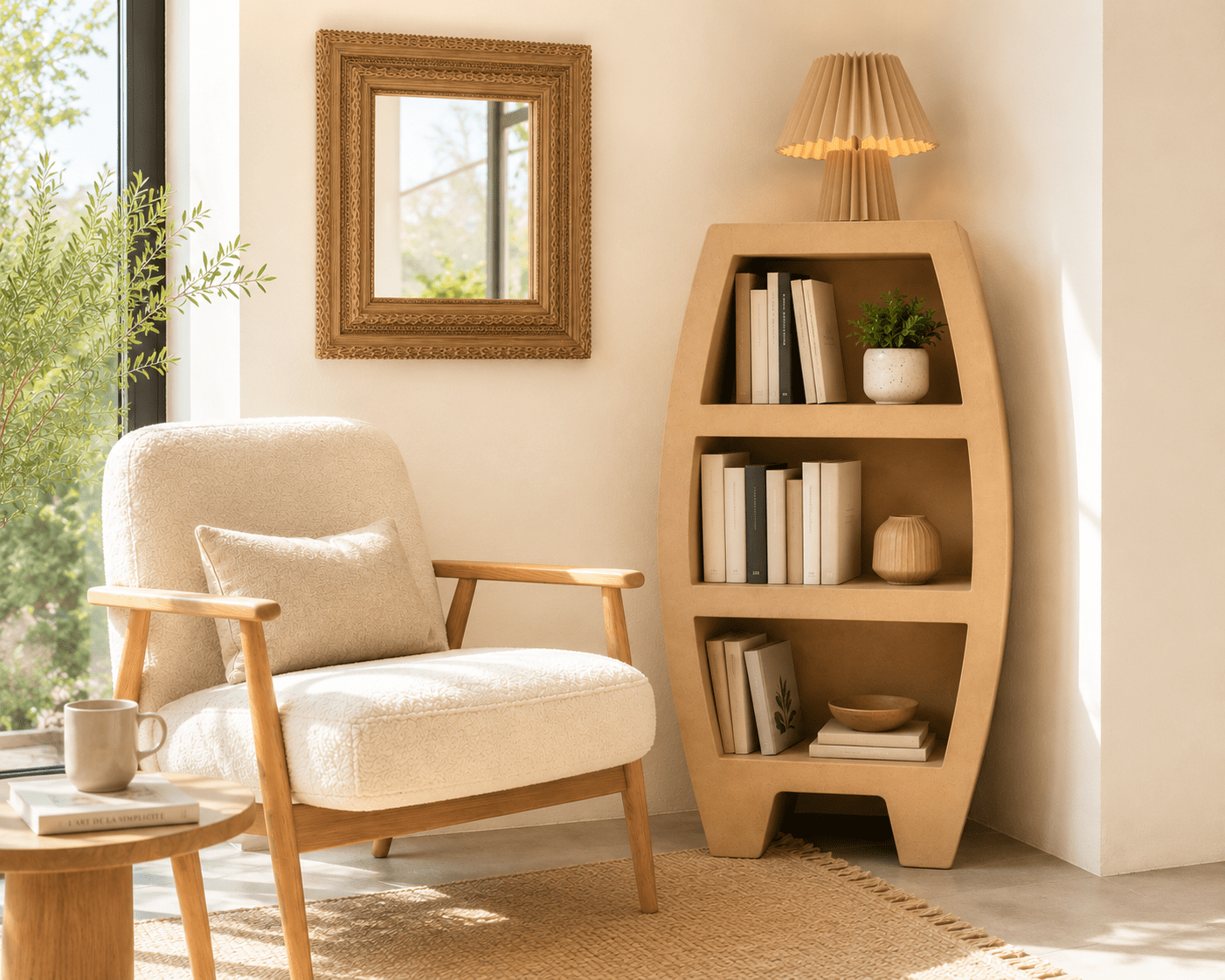 bibliothèque mise en place dans un salon