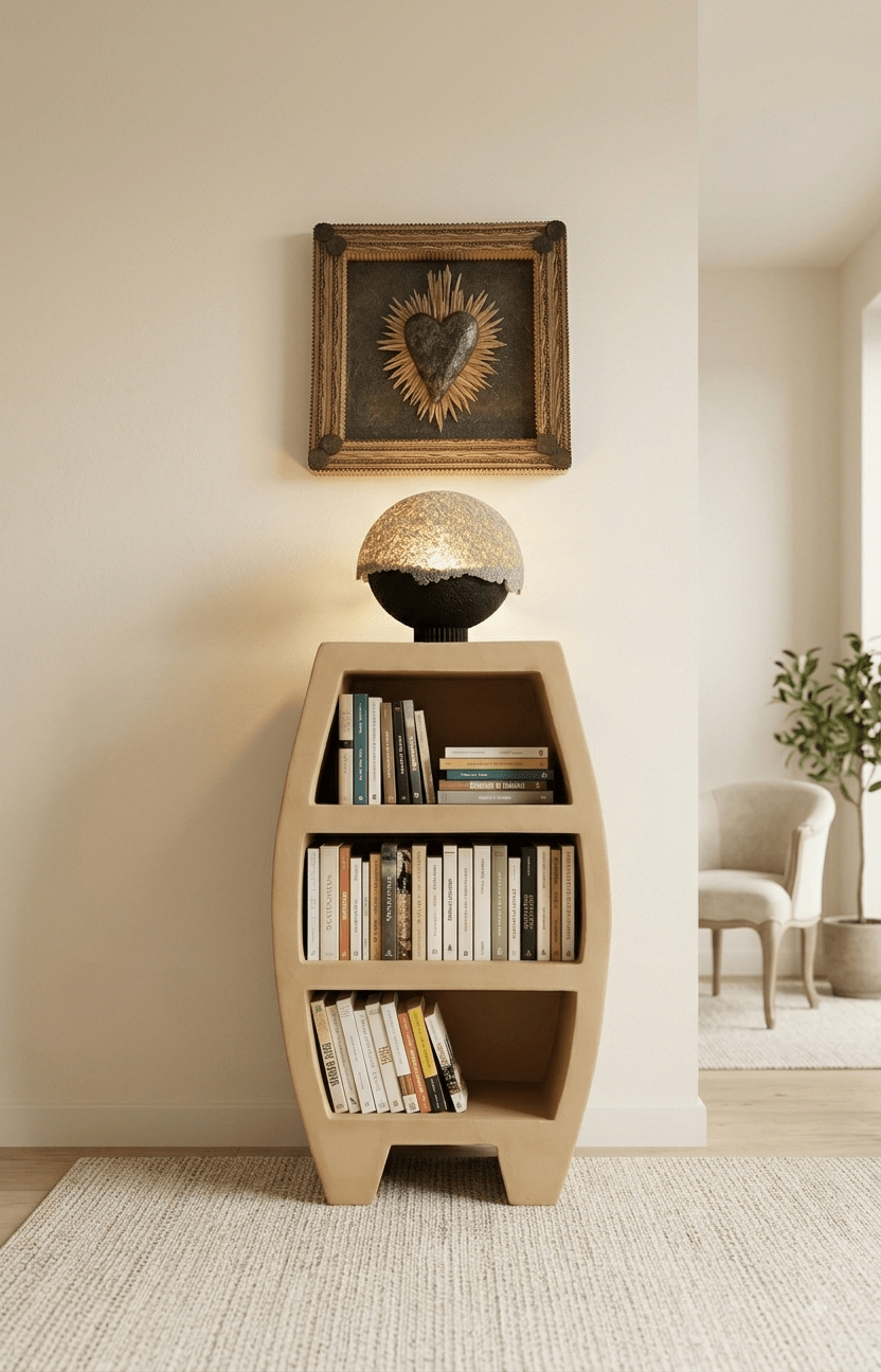 Bibliothèque Aria en carton recyclé dans un intérieur